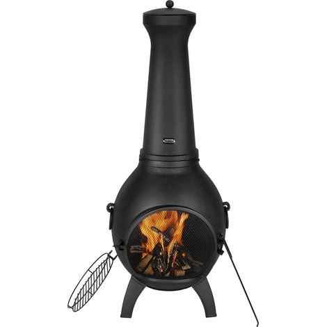 Cheminée d'extérieur VEVOR avec barbecue en aluminium robuste, 130 cm, équipée d'une housse imperméable, pour cuisine en plein air