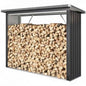 Abri à bois extérieur en acier gris foncé de 213 cm avec toit incliné, protection pour le bois, conçu par Briand Combustibles.