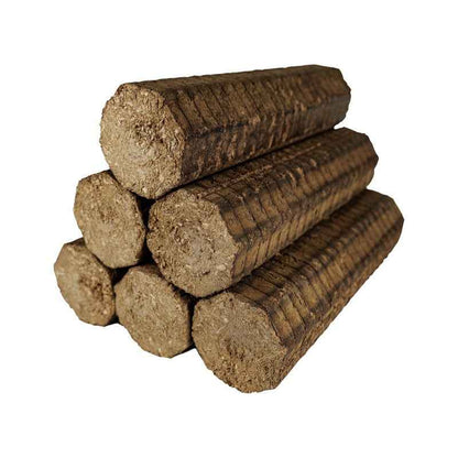 Bûches de bois calorifiques haute performance Briand combustibles, 42 cartons, stockage et utilisation en cheminée ou poêle.