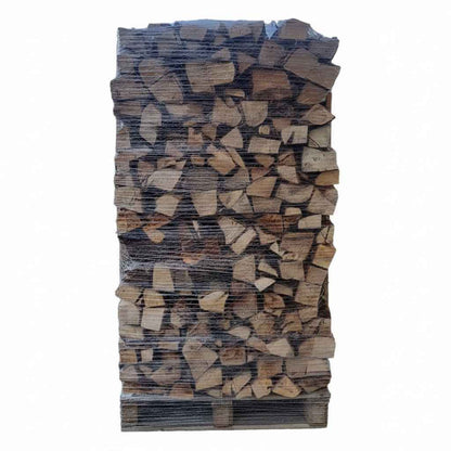 Bois de chauffage sec de 30 cm, palette de 2 m³ avec chêne, hêtre, charme et frêne, par Briand Combustibles.