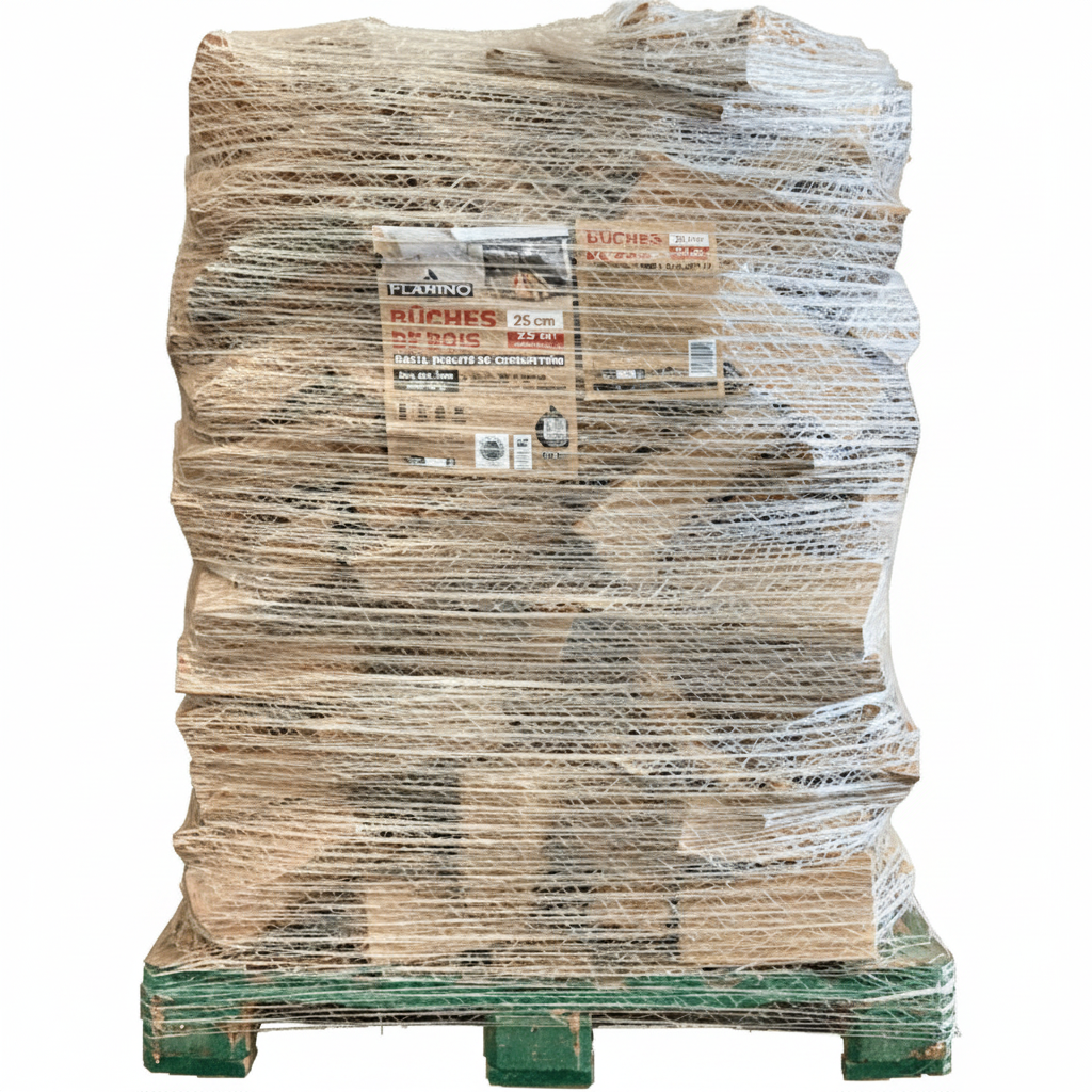 Bois de chauffage FLAMINO Briand combustibles, bois dur sec de 50 cm, ballot de 2 m³ pour cheminée ou poêle.