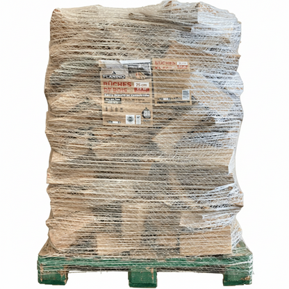 Bois de chauffage FLAMINO Briand combustibles, bois dur sec de 50 cm, ballot de 2 m³ pour cheminée ou poêle.