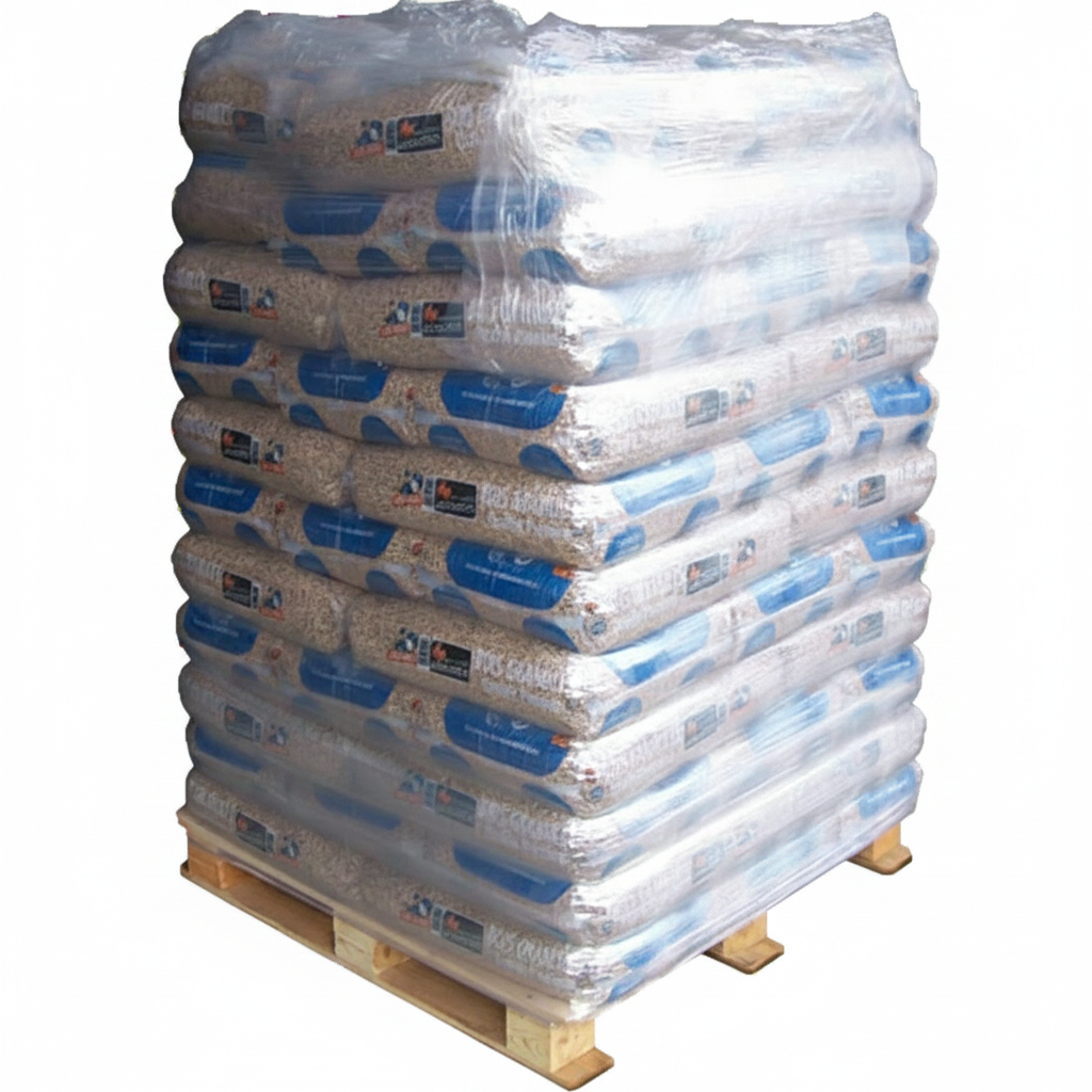 Lot de 2 palettes de granulés de bois premium Briand Combustibles, 132 sacs de 15 kg, pour chauffage efficace.
