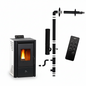 Poêle à granulés Anita SANNOVER blanc de 9,4 kW avec kit d’installation pour briand combustibles.