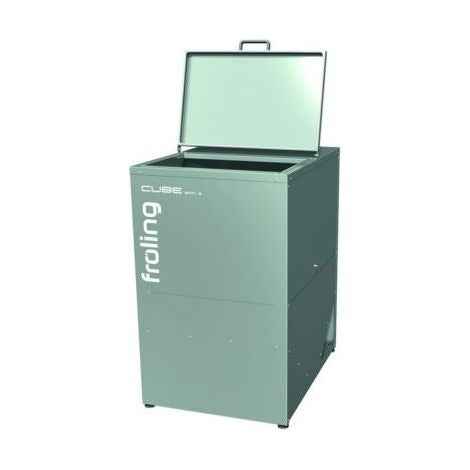 Réservoir à granulés Fröling CUBE 500 S en acier galvanisé, capacité de 495 kg, pour systèmes de chauffage à granulés.