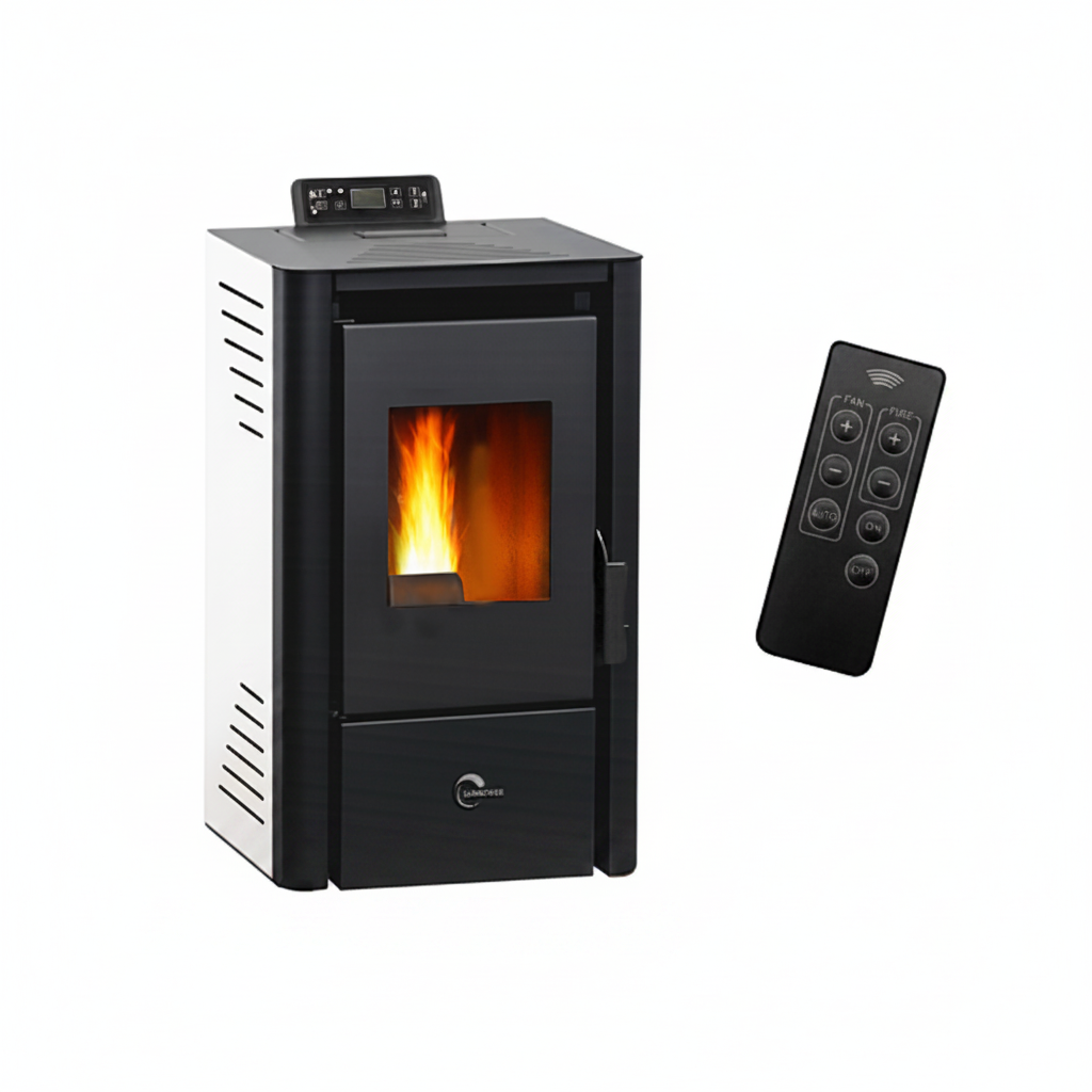 Poêle à granulés Anita SANNOVER blanc de 9,4 kW avec kit d’installation pour cheminée de 80/125 mm, étanche, de Briand Combustibles