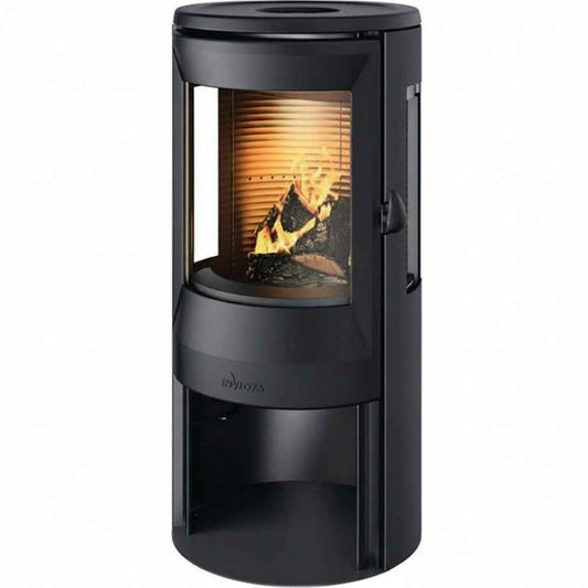 Poêle à bois Briand combustibles INVICTA Neosen Plus 8 kW noir avec triple vitrage, élégant et efficace pour chauffage domestique.