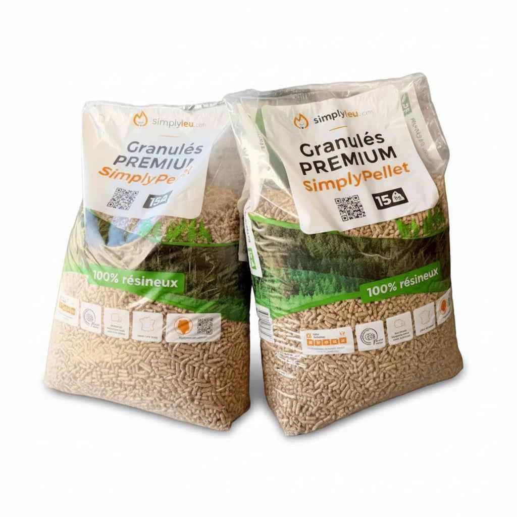Sac de 15 kg de granulés de bois SimplyPELLET Briand Combustibles, granulés de haute qualité pour chauffage performant